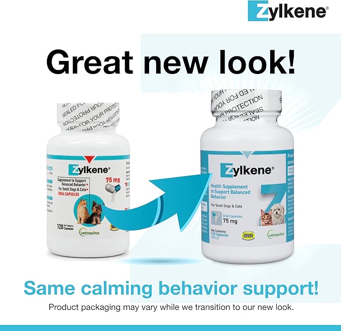 Vetoquinol Zylkene Calming Support Supplement for Small Dogs and Cats, Helps Promote Relaxation and Reduce External Stress Factors, Daily Behavioral Support and Anxiety Relief for Dogs and Cats, 75mg