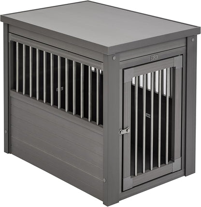 New Age Pet ECOFLEX InnPlace Dog Crate & End Table, Indoor Furniture Style Pet Kennel for Small, Medium, Large & XL Dogs, Durable Composite, Grey, Medium