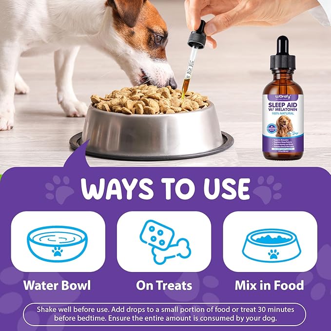 Melatonin for Dogs,Calming Support for Dogs-60ML Natural Sleep Support for Relaxation & Stress Relief and Travel Stress - Alcohol-Free Formula