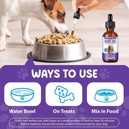 Melatonin for Dogs,Calming Support for Dogs-60ML Natural Sleep Support for Relaxation & Stress Relief and Travel Stress - Alcohol-Free Formula