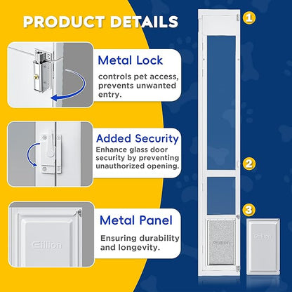 Large Dog Door for Sliding Glass Door, Openable Doggy Door for Sliding Glass Doors, All-Metal Framed, Adjustable Height 91 7/16" to 96" - Large Tall