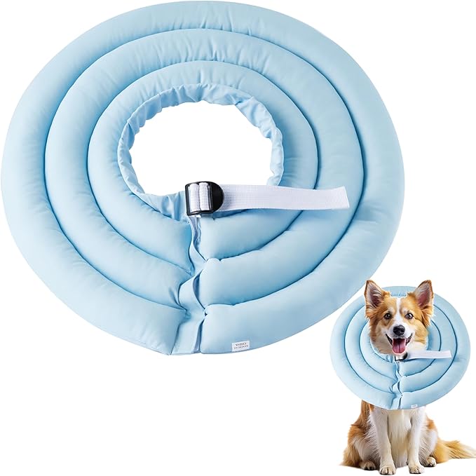 Soft Dog Cone Collar - Adjustable Recovery Cone for Large Dogs After Surgery to Stop Licking, Waterproof Elizabethan Protective Neck Donut Collar Alternative for Pet (Blue, XL)