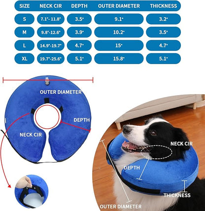 MCHY Inflatable Dog Cone,Adjustable Recovery Collar for Dogs After Surgery,Prevent from Biting & Scratching,Not Block Vision (Blue, S-Neck 7''- 12'')