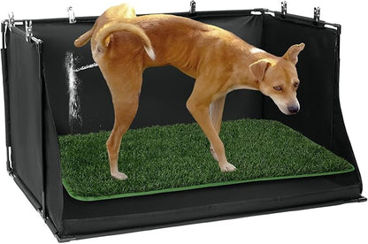 MABOZOO Dog Pee Pad Holder with Artificial Grass, 33.8 * 24 * 17.7 in Foldable Indoor Dog Potty Tray with Hemmed Edge, No Spill Pee Pad Holder Tray Puppy Litter Box for Dogs