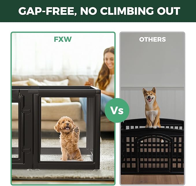 FXW AuraSpace Acrylic Indoor Dog Playpen for Puppies and Small Dogs, 24 Inch, 6 Panels, Black