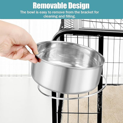 Dog Bowl Stainless Steel Pet Hanging Food Water Bowl Cage Feeding Cup Feeder for Dogs Cats Rabbits Birds Small Animal (X-Large)