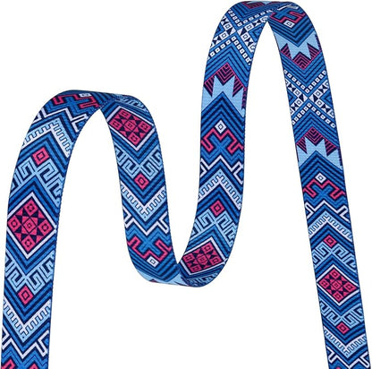 Mihqy Dog Collar with Bohemia Floral Tribal Geometric Patterns - Soft Ethnic Style Collar Adjustable for Small Medium Large Dogs(Blue Ethnic Style,M)