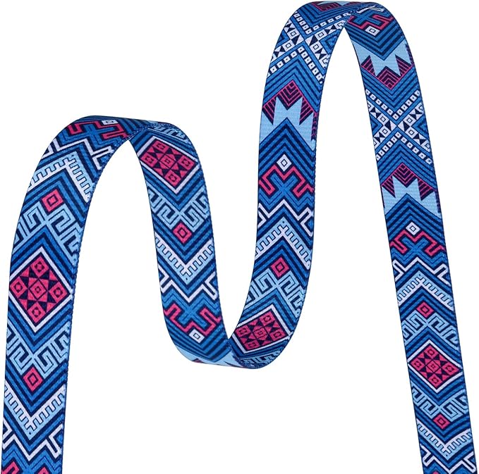 Mihqy Dog Collar with Bohemia Floral Tribal Geometric Patterns - Soft Ethnic Style Collar Adjustable for Small Medium Large Dogs(Blue Ethnic Style,S)