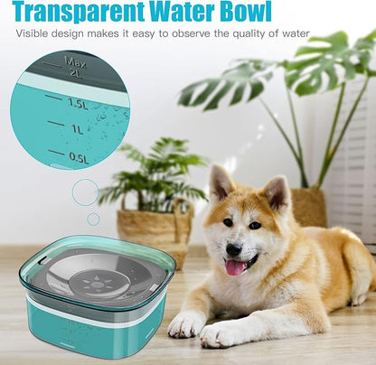 UPSKY 70oz Dog Water Bowl 2L No Spill Dog Bowls Large Capacity Spill Proof Slow Water Feeder, No Splash Dog Bowl Pet Water Dispenser Vehicle Carried Travel Slow Drinking Bowls for Messy Drinkers, Cats