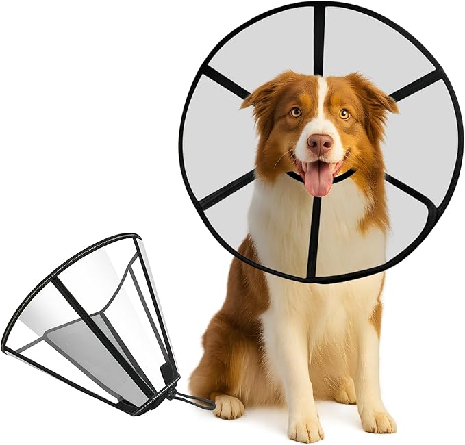 Soft Dog Cone Collar for Post-Surgery, Wound Care Injury Healing, Comfortable Adjustable Pet Cone Recovery Protective Elizabethan Collar to Prevent Licking Biting Scratching for Medium Large Dogs, L