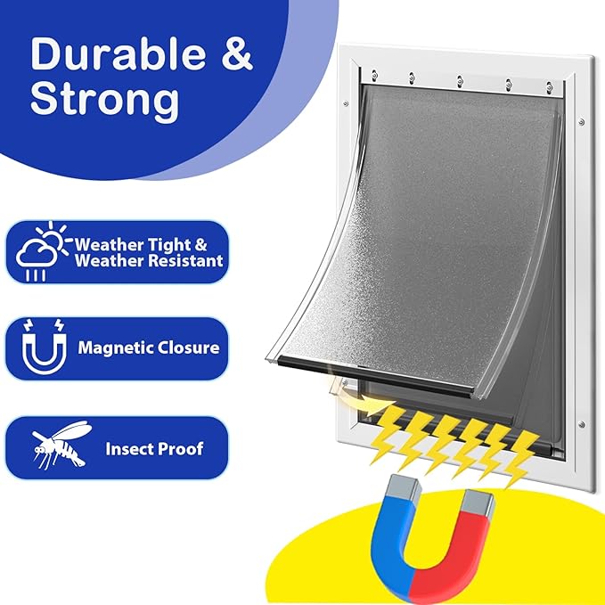 2 Pack Large Dog Door Replacement Flaps with Screws, Compatible with Petsafe Freedom Doggie Doors PAC11-11039 10 1/8" X 16 7/8" Weather Resistant Flexible (Without Bracket-Frosted Transparent)