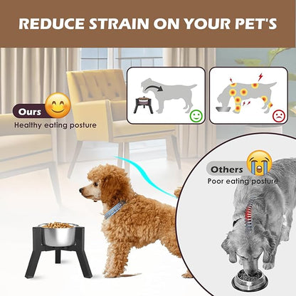 Elevated Dog Bowl Stand for Small Dogs, Adjustable Width 5-8", Raised Dog Food Water Bowls Holder, Bowl Not Included