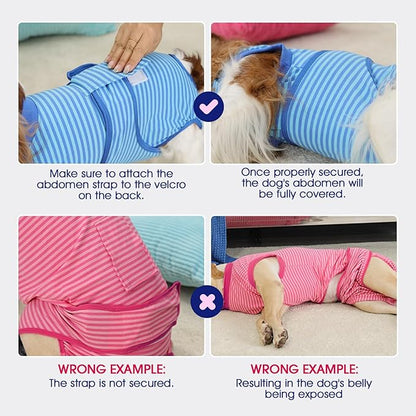 FUAMEY Dog Recovery Suit Male,Dogs Surgery Neuter Suits Puppy Spay Shirts for Female Protect Dog's Skin Anti Licking Abdominal Wounds Doggie Onesie Pet Bodysuit Alternative to Cone Red Stripes M