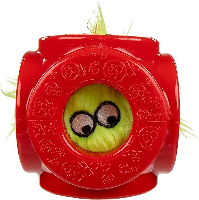 goDog Holiday Collection 2-in-1 Cage Ball Dog Toy with Furballz Squeaky Plush Dog Toy - Red, Small
