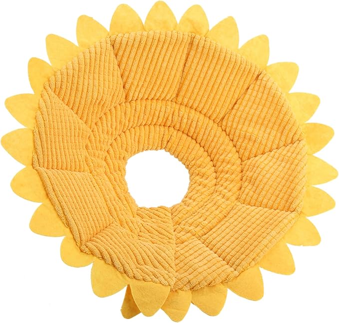 Cat Cone, Pet Recovery Collar Sunflower Shape Pet Elizabethan Collar Pet Recovery Cone Adjustable Pet Collar for Cat Dog (No. 3 Neck Circumference 23-26cm)