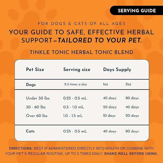 Animal Essentials Tinkle Tonic - Dog & Cat Urinary Tract Support, Kidney Supplement, Supports Urinary Tract, Bladder Health for Pets, with Marshmallow - 1 fl oz