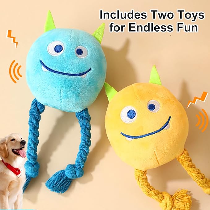 lilfrd Dog Toys for Small Dogs - 2 Pack Squeaky Rope Plush Dog Toys for Small and Medium Breed, Puppy Toys to Keep Them Busy