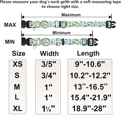 Martingale Dog Collars with Buckle No Pull Training Dog Collar for Small Dogs (Green Dinosaur, Small)