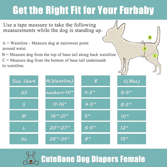 CuteBone Dog Diapers Female Washable Small Medium Large 3 Pack Reusable Doggie Diapers Puppy Period Pants for Doggy Heat Cycle Peeing D31XS