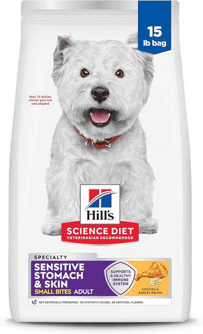 Hill's Science Diet Adult Sensitive Stomach & Skin Small Bites Dry Dog Food, Chicken, 15 lb. Bag