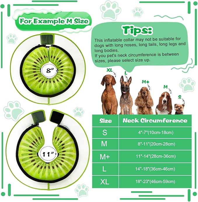 Inflatable Dog Cone Collar with Detachable Enhanced Anti-Licking Shield, Soft Neck Donut Collar for Dogs After Surgery, Adjustable Dog Cone Alternative for Large Medium Small Dogs & Cats