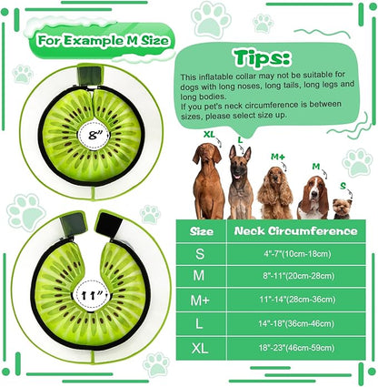 Inflatable Dog Cone Collar with Detachable Enhanced Anti-Licking Shield, Soft Neck Donut Collar for Dogs After Surgery, Adjustable Dog Cone Alternative for Large Medium Small Dogs & Cats