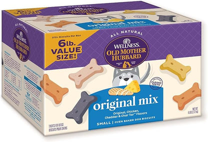 Wellness Old Mother Hubbard Classic Original Mix Dog Biscuits, Natural Training Treats, 4 Flavors, Small Size, 6 lb Bag