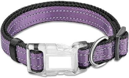 Reflective Dog Collar for Large Dogs Mesh Padded Large Dog Collar, Adjustable Pet Collar with Quick Release Buckle, Durable Breathable &Fade Resistant-Purple