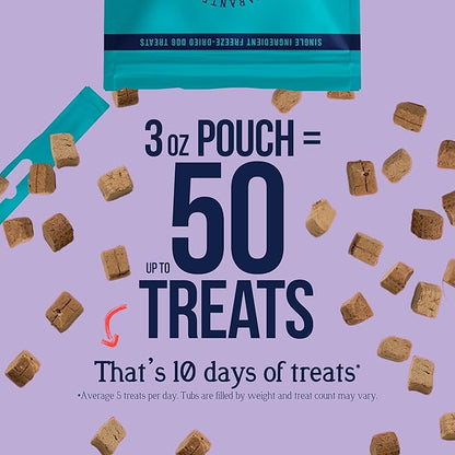 Stewart 100% Venison Liver Dog Treats, 3 oz Pouch, ~50 Pieces, Freeze Dried Raw, Single Ingredient, 60% Protein Training Treats or Meal Topper, Grain Free, Gluten Free