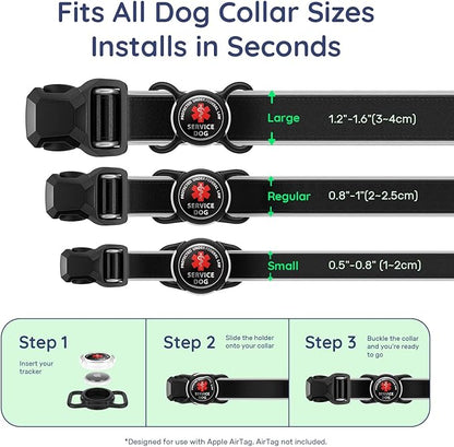 Dog AirTag Holder for Dog Collar, Soft Silicone Slide-On Case for Apple AirTag, No-Dangle Quiet Protective Holder with High-Contrast Message Designs