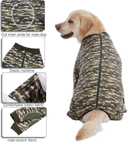Yeapeeto Dog Onesie Surgery Recovery Suit for Large Medium Bodysuit Dogs Pajamas PJS Full Body for Shedding, Prevent Licking, Wound Protection, Cone Alternative (7XL, Camo)