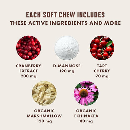Rocco and Roxie Dog UTI Treatment, Cranberry Supplement for Dogs, Bladder Control, Urinary Tract Support with D-Mannose and Tart Cherry, Incontinence Health Supplements, Dog Treat Soft Chews 60 ct