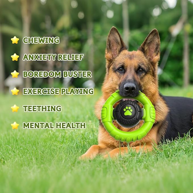 Dog Toys for Aggressive Chewers Large Medium Breed, Indestructible Squeaky Dog Chew Toys, Tough Nylon Rubber Interactive Dog Toys to Keep Them Busy