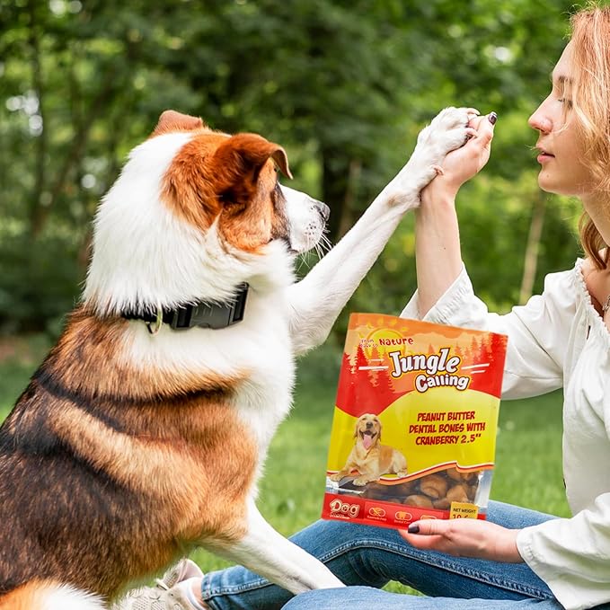 Jungle Calling Peanut Butter Dog Treats, Dental Puppy Chews, Rawhide-Free Bones for Small Dogs, 2.5'', About 15 Count