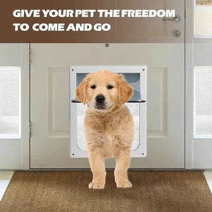 Pet Flap Door for Dogs 2 Ways Locking Wall Entry Pet Door with Transparent Flap (Small)
