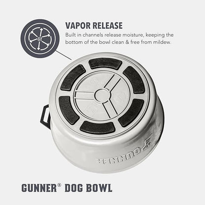 GUNNER Dog Bowl with Spill-Proof Travel Lid – 7.5" x 3.75", 1.3 lb, 7-Cup Capacity, BPA-Free, Rust-Proof, Shock-Resistant, Stackable, Dishwasher Safe, Leak-Resistant Nesting Lid – White