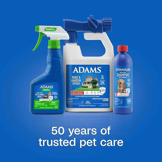 ADAMS Botanicals Flea & Tick Pet & Home Spray, Flea Spray for Dogs, Cats, Puppies, & Kittens, Indoor Home Treatment, Kills Fleas & Ticks on Pet Bedding and Furniture, 16 oz