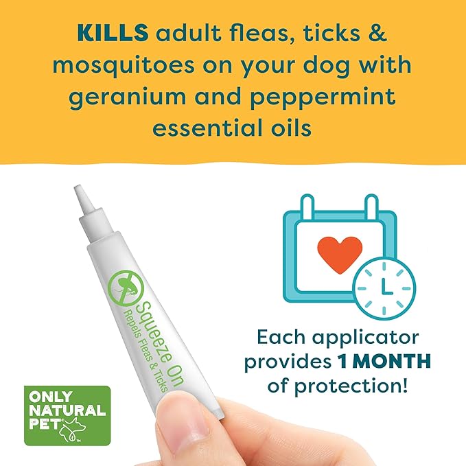 Only Natural Pet EasyDefense Flea & Tick Prevention for Small Breed Dogs (up to 15 lbs) - Natural Herbal Control, Squeeze-On Drops - Protects up to 3 Months (S Sqz.)