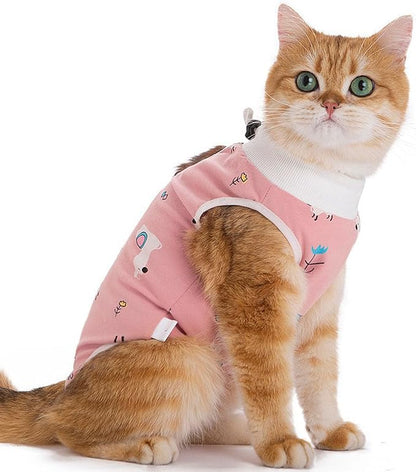 Cat Recovery Suit Female Kitten Onesie for Cats After Surgery Female Spay Surgical Abdominal Wound Skin Diseases Cone Collar Soft Alternative Wear (Alpaca, M)