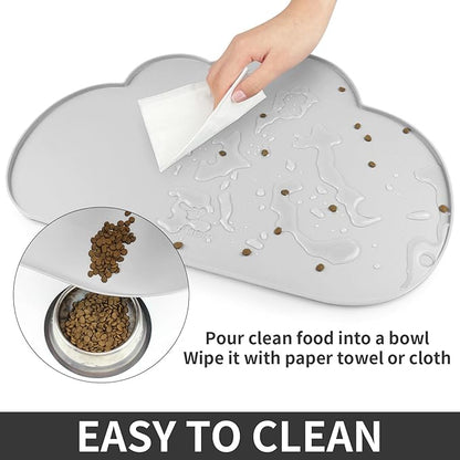 Ptlom Dog Food Mat Anti-Slip Dog Bowl Mats for Food and Water, Waterproof Pet Placemat Prevent Messy Spills to Floor, High-Lips Puppy Feeding Trays for Small Medium Large Dogs Cats, Silicone