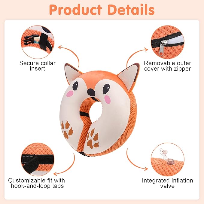 BEAUTYZOO Inflatable Dog Cone Collar Alternative After Surgery, Soft Donut Recovery E-Collar for Large & XL Dogs Girls Boys, Adjustable Pet Neck Cone to Stop Licking Wounds, L