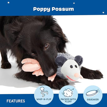 Barkbox Poppy Possum Interactive Plush Dog Toy - Squeaky Dog Chew Toy with Whip-N-Flip Tail of Dogs and Puppies