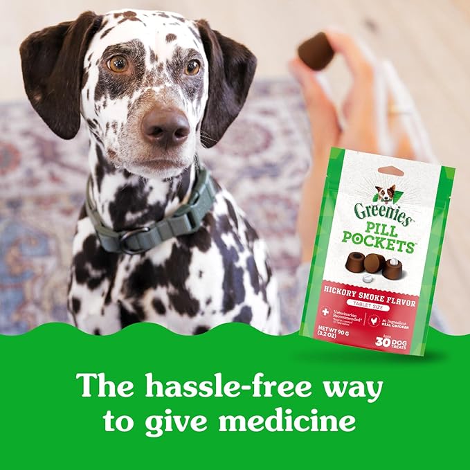 Greenies Pill Pockets for Dogs Large Size, Dog Treat Pouch for Capsule Medication, Hickory Smoke Flavor, (6) 7.9 oz. Pouches