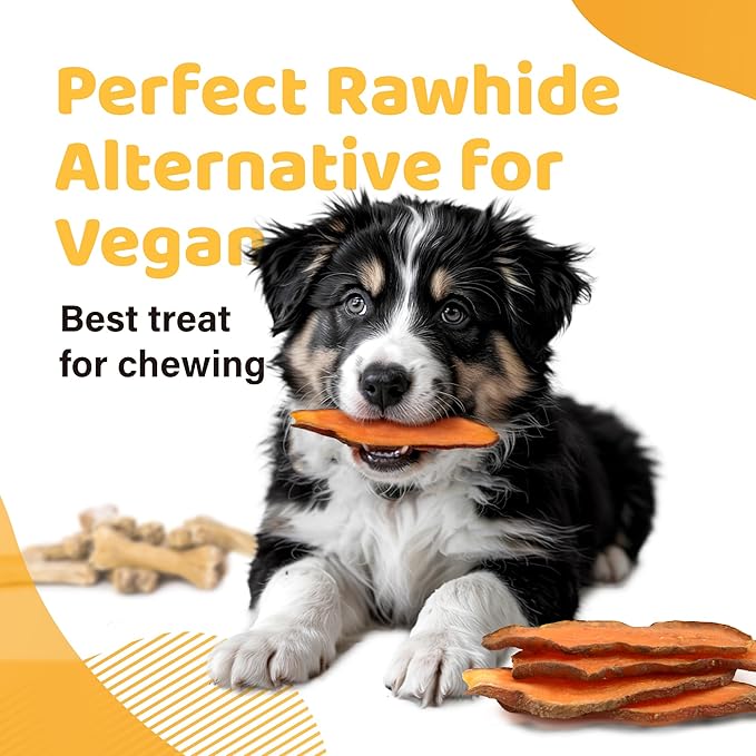 iPaw Sweet Potato Chews, Single Ingredient Dog Treats for Vegetarian, All Natural Human Grade Puppy Chew, Rawhide Alternative, Hypoallergenic, Easy to Digest, 3 Packs