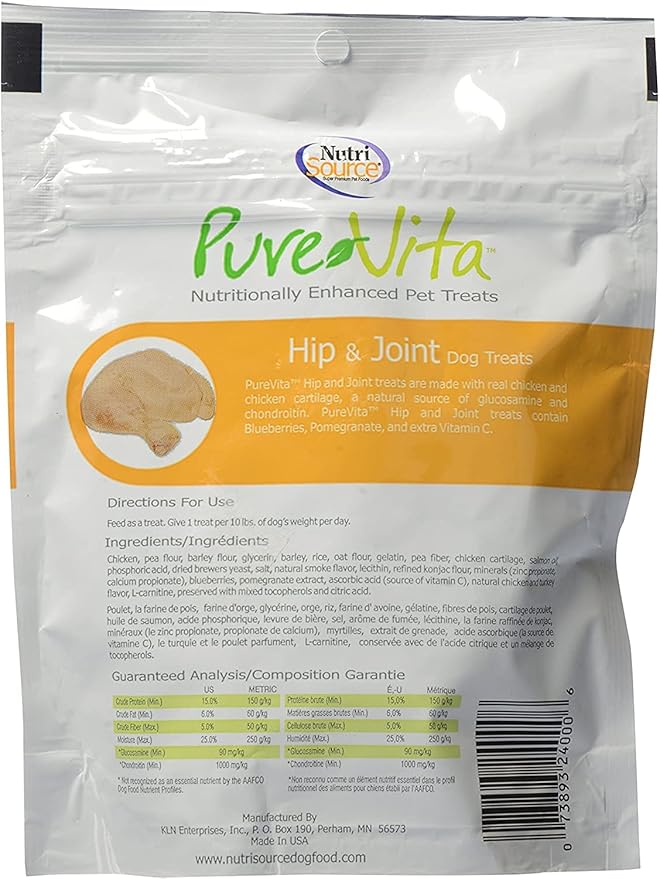 Pure Vita Hip & Joint Dog Treats with Real Chicken, 6oz (3-Pack)