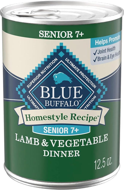 Blue Buffalo Homestyle Recipe Senior 7+ Lamb and Vegetable Dinner Wet Dog Food for Senior 7+ Dogs, Lamb Recipe, 12.5 oz. Can (Pack of 12)