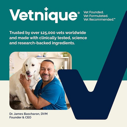 Vetnique DermaBliss Dog Allergy Chews for Seasonal Allergy Itch Relief, Skin & Gut Health with Probiotics and Omega 3 Blend - Advanced or Regular Strength (120ct, Regular Strength Chews)