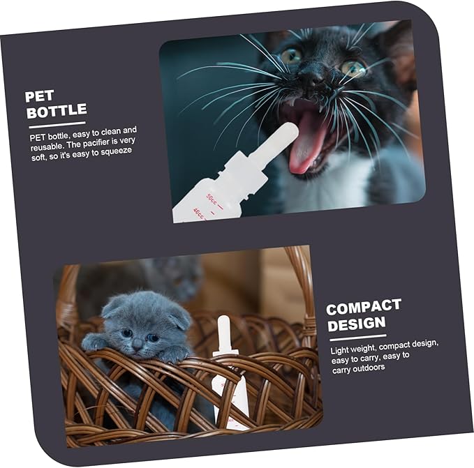 3Pcs PET Feeding Bottles for Small Animals Portable Plastic Milk Bottle Set Flow Nipples for Kittens Puppies and Small Pets
