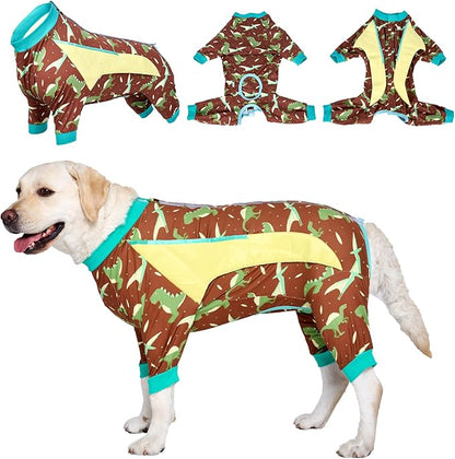 LovinPet Dog Recovery Suit for Large Medium Dogs - Dog's Bodysuit Wound Protective Surgical,E-Collar Alternative Recovery Bodysuit for Abdominal Wounds After Surgery Anti-Licking,Dinosaur,Green,XL