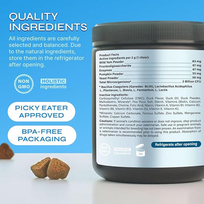 Dog Probiotics - 260 Billion CFU per Pack with Prebiotics, Digestive Enzymes, Pumpkin - Probiotics for Dogs for Digestive Health, Gut Support, Yeast Balance, Allergies Support, Itchy Skin - 130 Chews